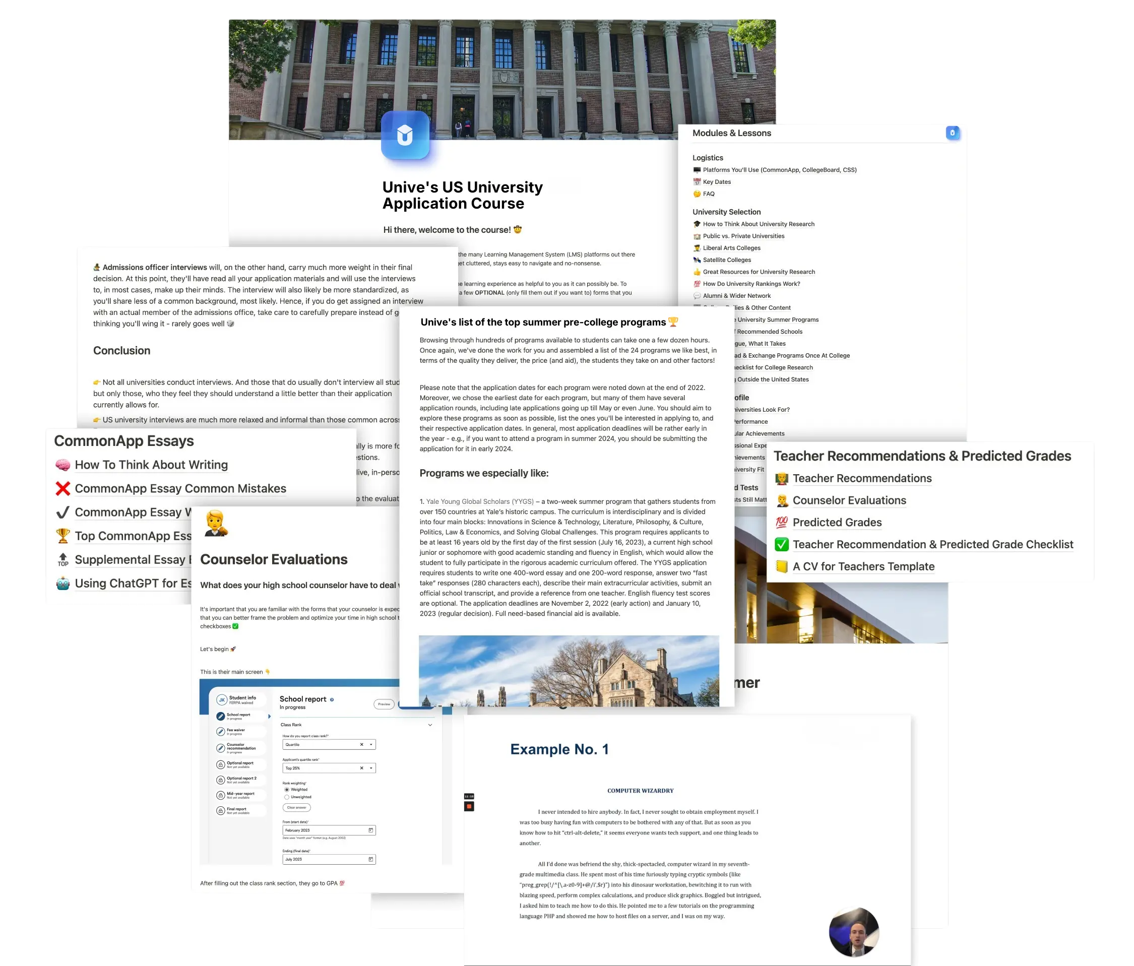 University application course