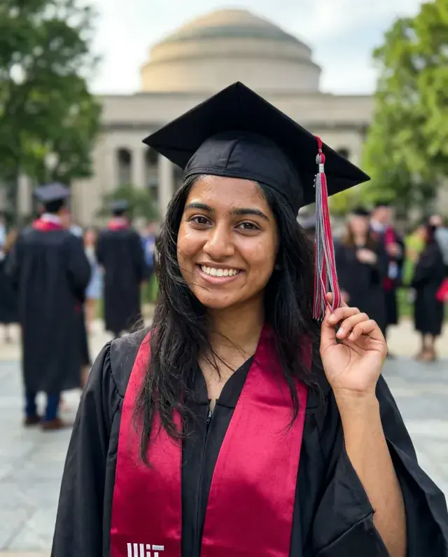 Student celebrating a college admission
