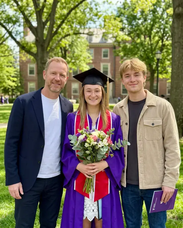 Family portrait celebrating a college admission